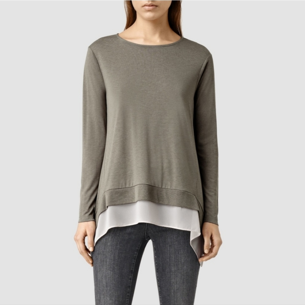 AllSaints Arya Long Sleeve Layered Tunic Tee Shirt